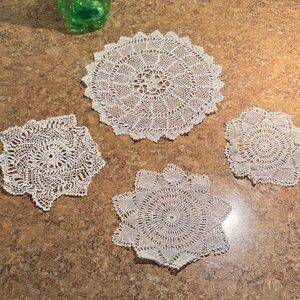 Elegant Cream Lace Doily Set